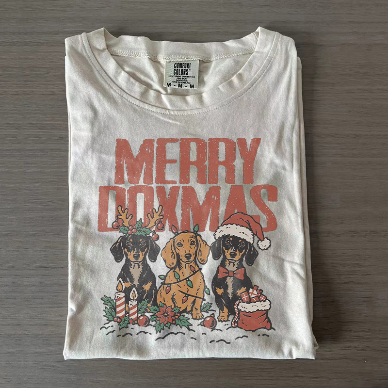 Retro Dachshund Christmas T-shirt