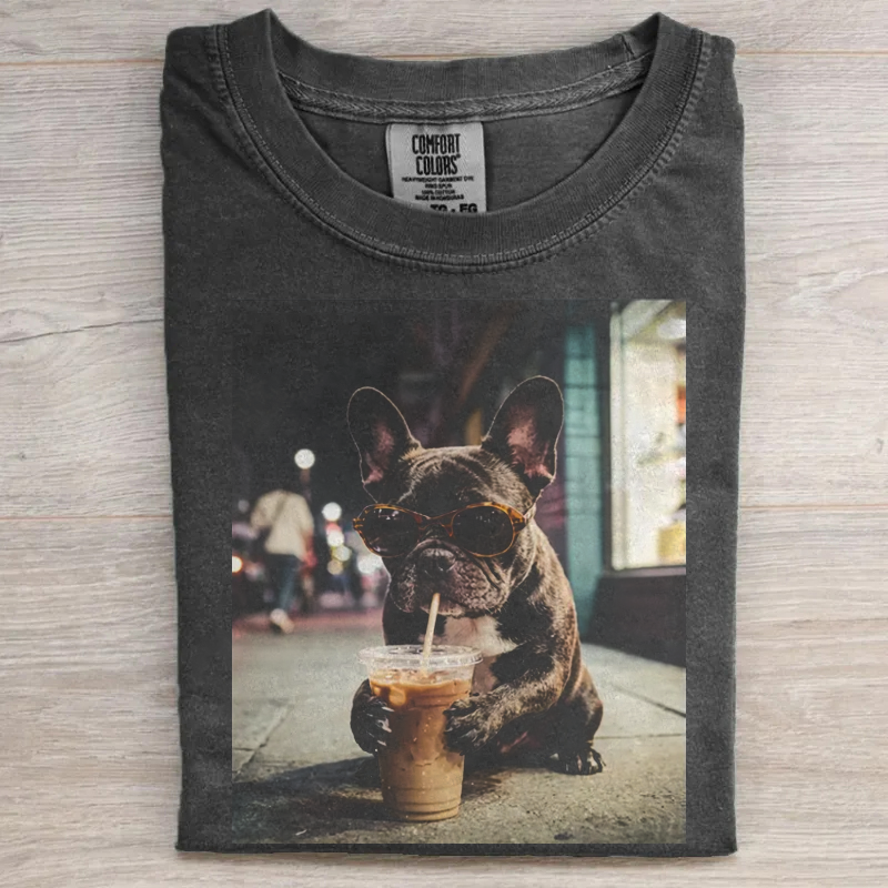 French Bulldog Iced Coffee Graphic T-Shirt