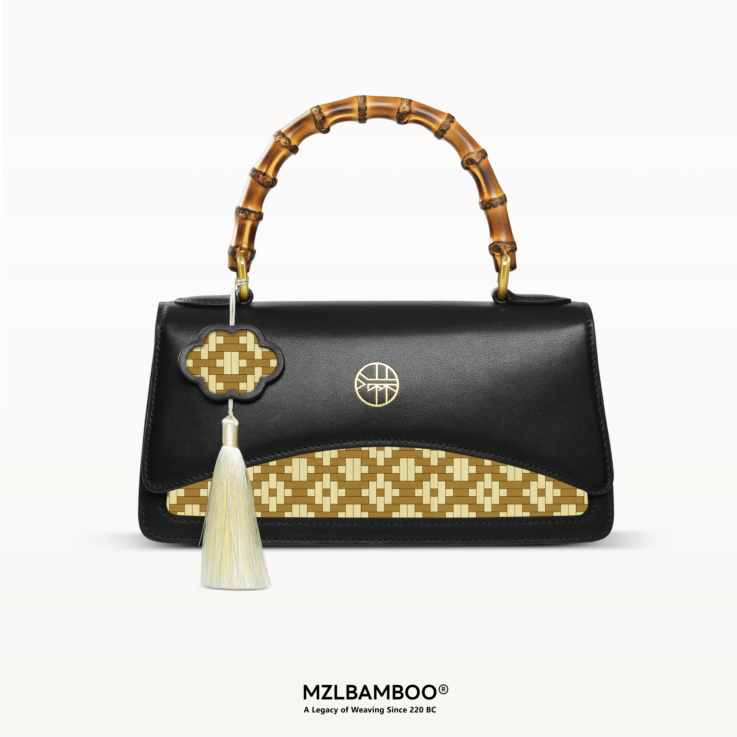 MZLBAMBOO Craftsmanship Series Bamboo Handle Women's Leather Bag