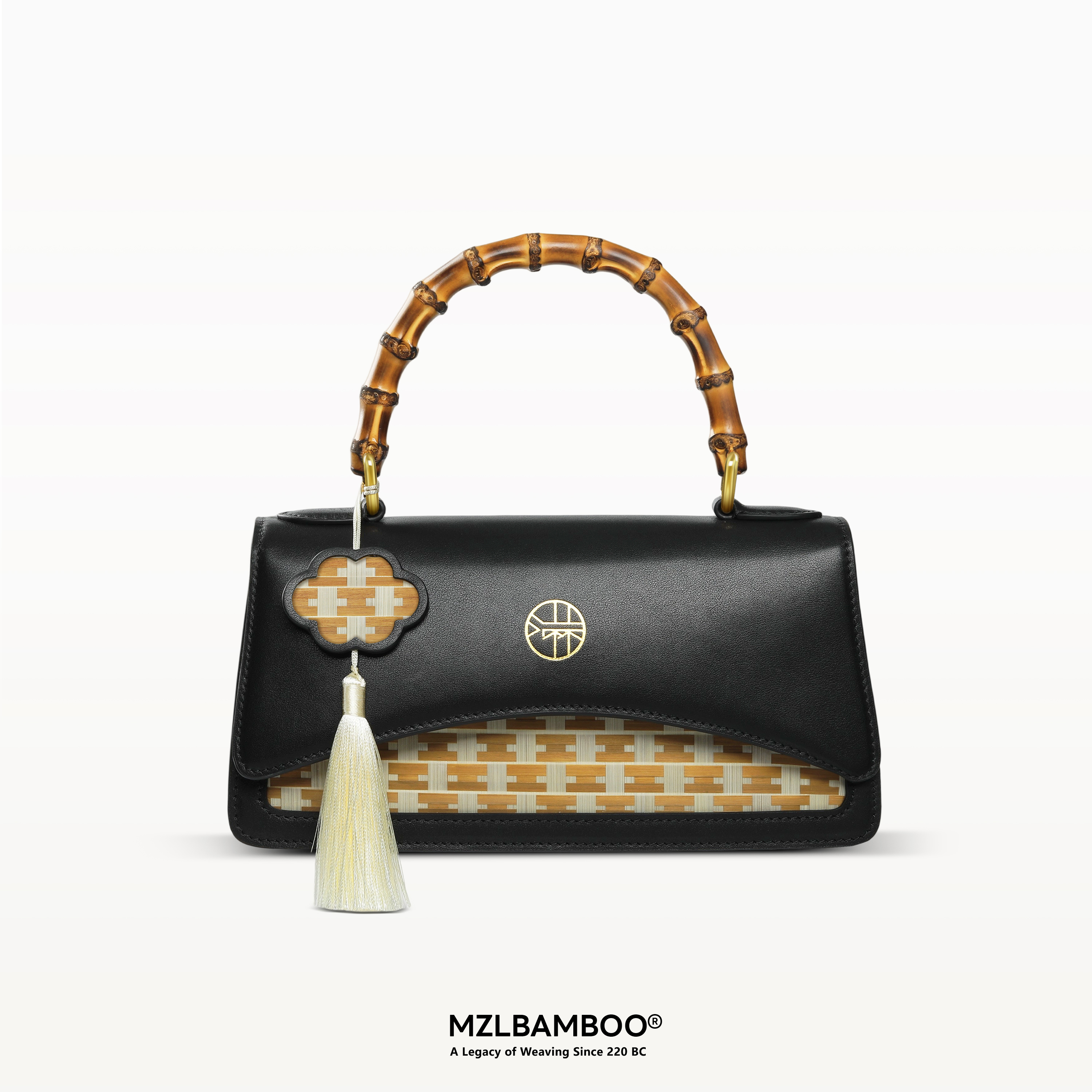 MZLBAMBOO Craftsmanship Series Bamboo Handle Women's Leather Bag