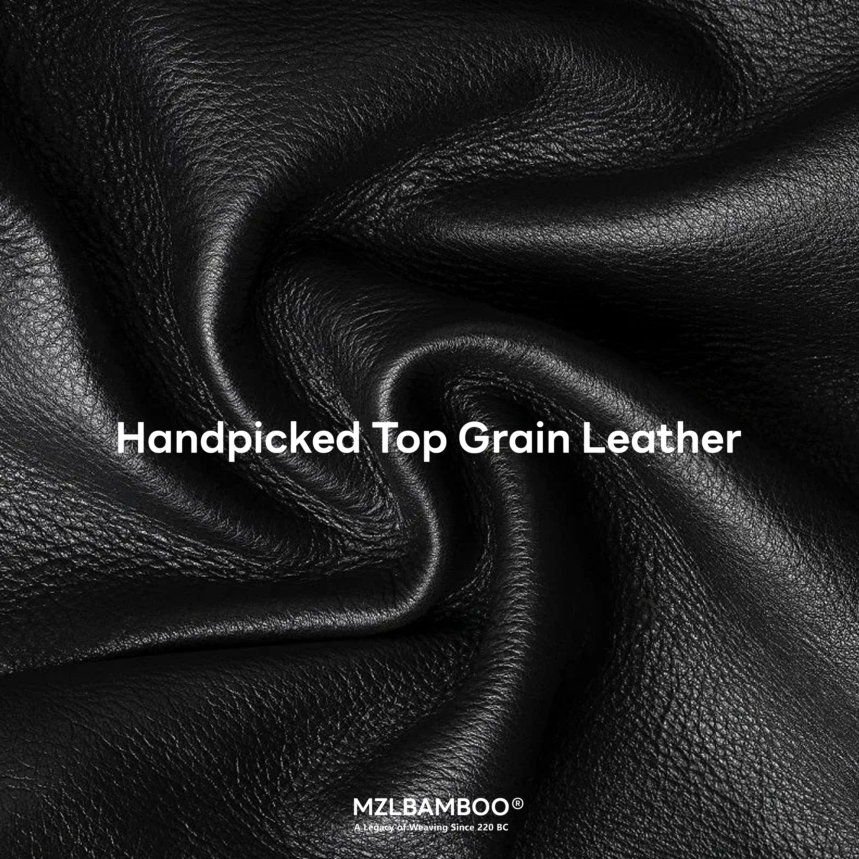 MZLBAMBOO Legacy Series Bamboo Handle Women's Leather Bag Black Large