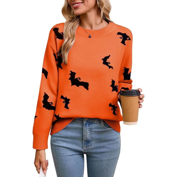 Women's bat pattern knitted sweater