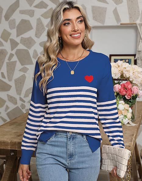 Women's striped heart sweater
