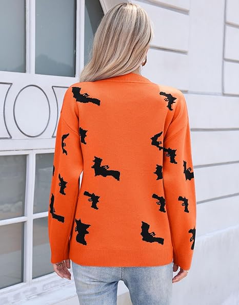Women's bat pattern knitted sweater