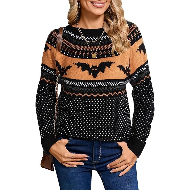 Women's Fair Isle Pullover Long Sleeve Crew Neck Loose Casual Sweater