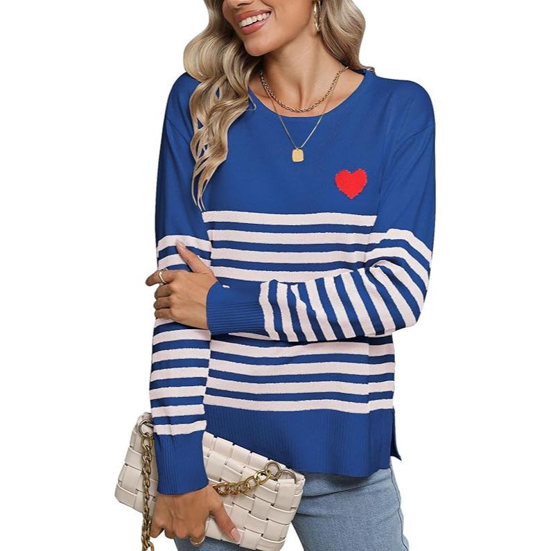 Women's striped heart sweater
