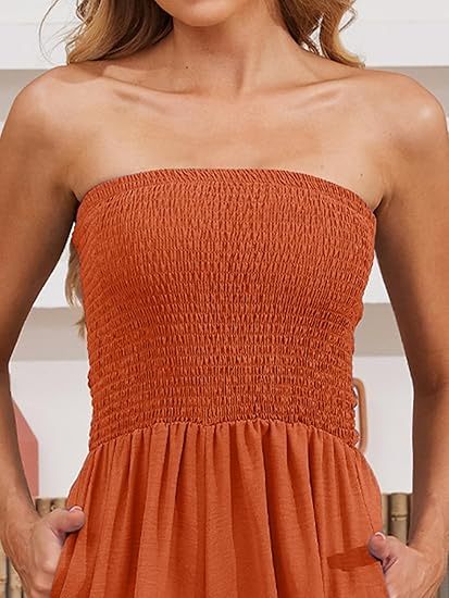 Women's loose off-the-shoulder pleated sleeveless wide-leg jumpsuit