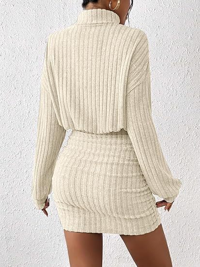 Women's Stand Collar Long Lantern Sleeve Dress