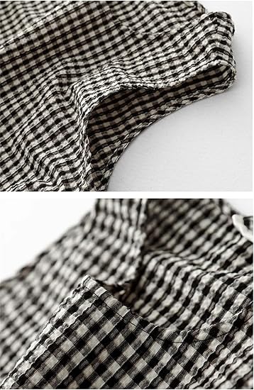 Robe à carreaux en coton et lin pour femme