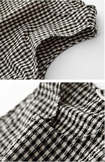 Robe à carreaux en coton et lin pour femme