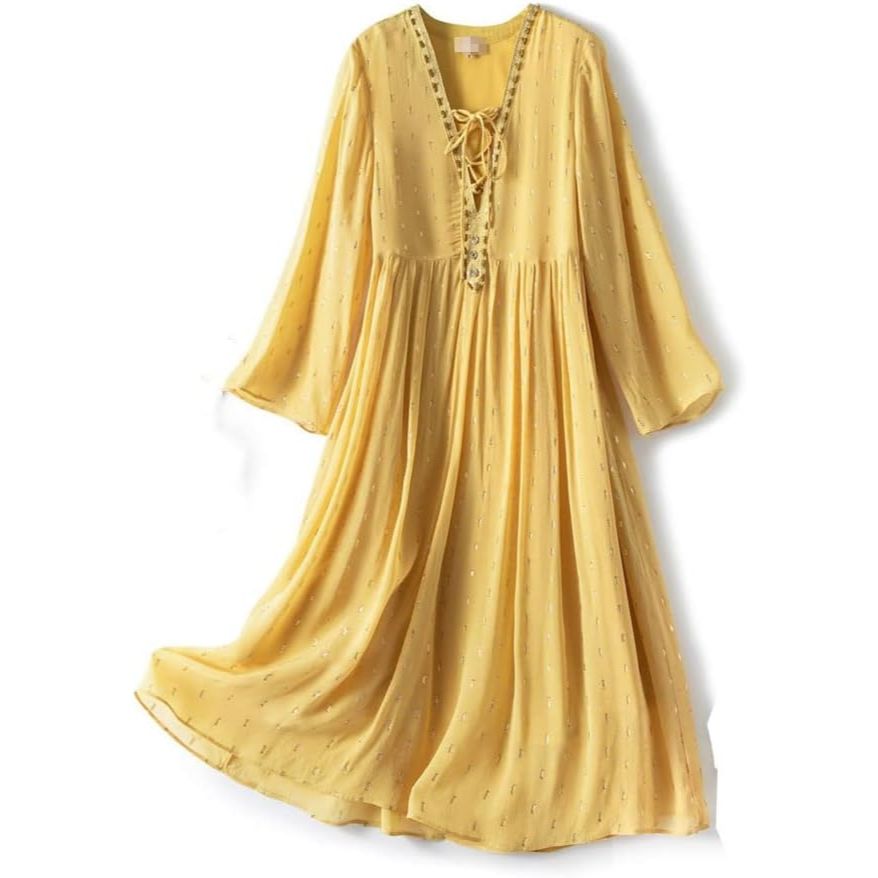 Robe de plage ample jaune pour femme