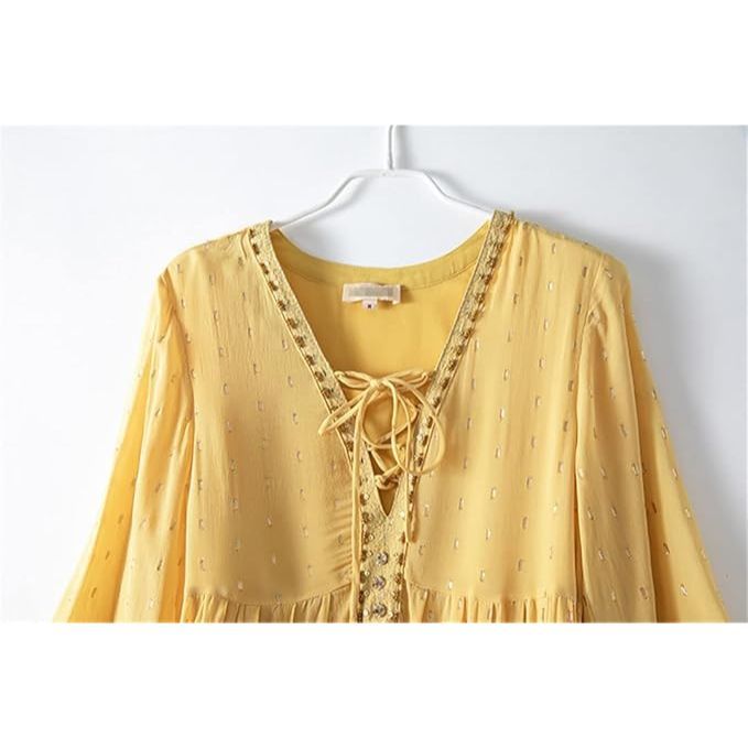 Robe de plage ample jaune pour femme