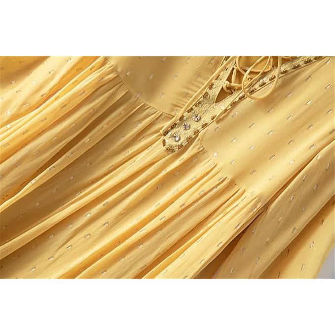 Robe de plage ample jaune pour femme