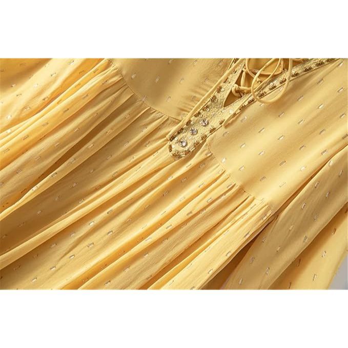 Robe de plage ample jaune pour femme