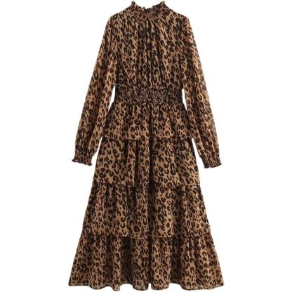 Robe pull à imprimé léopard rétro européen et américain pour femme