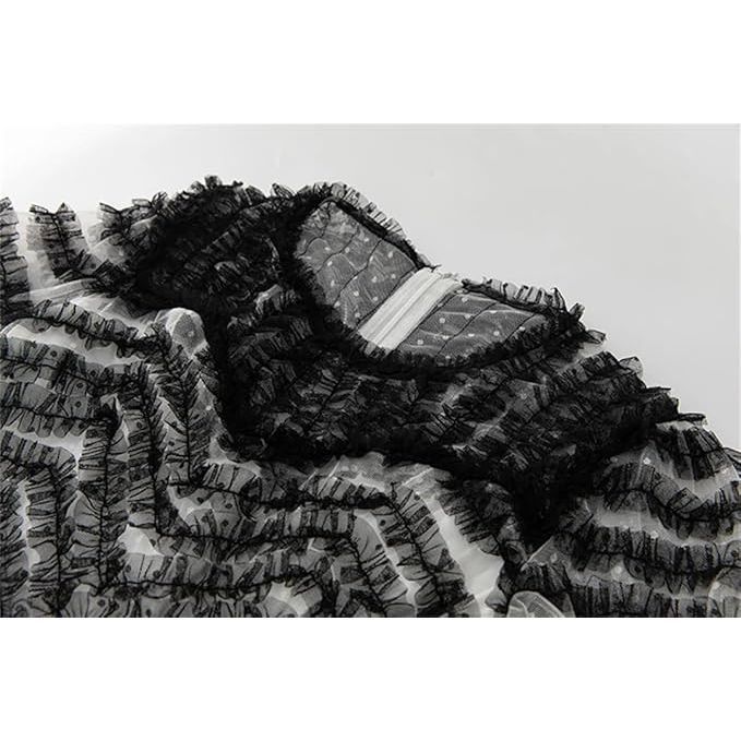 Robe à volants rayée en dentelle superposée pour femme