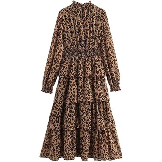 Robe pull à imprimé léopard rétro européen et américain pour femme