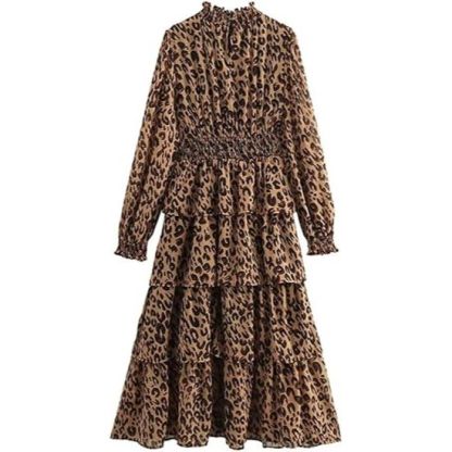 Robe pull à imprimé léopard rétro européen et américain pour femme