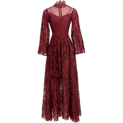 Robe sexy à manches trompette en dentelle et maille pour femme