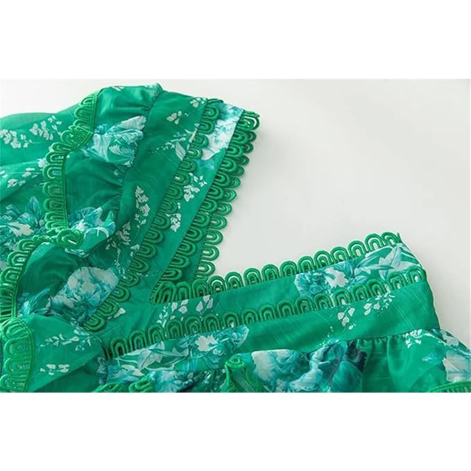 Robe ample plissée taille haute à col en V pour femme