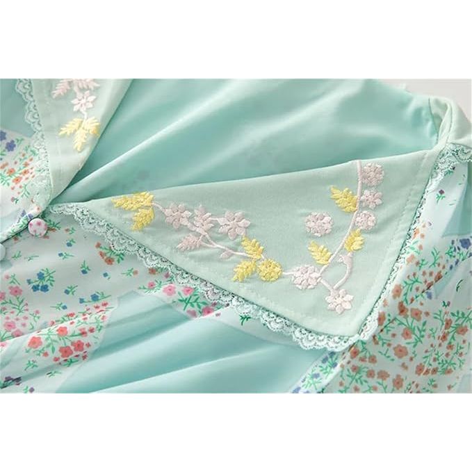Robe à volants brodée de fleurs à revers pour femme