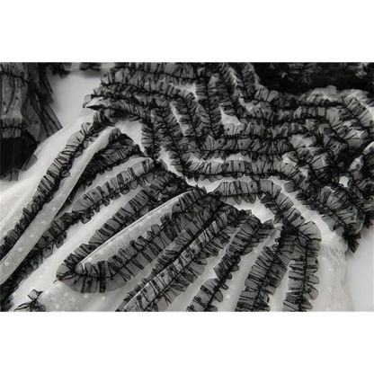 Robe à volants rayée en dentelle superposée pour femme