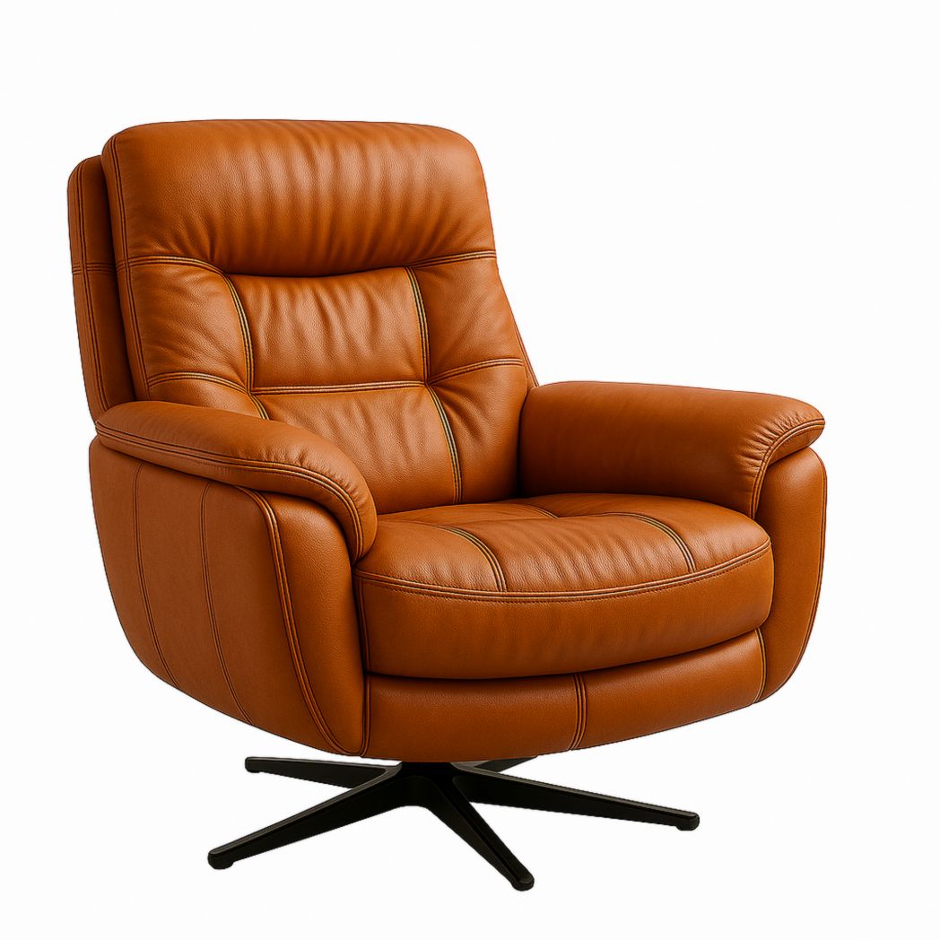 Sillón de relax de cuero sintético marrón 100x85x90 cm-Villageforms