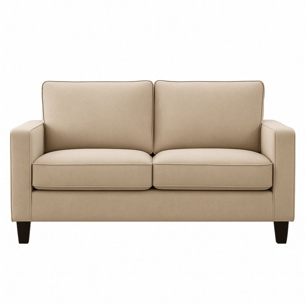 Sofá de 2 plazas rectangular de poliéster beige 140x85x90 cm-Villageforms