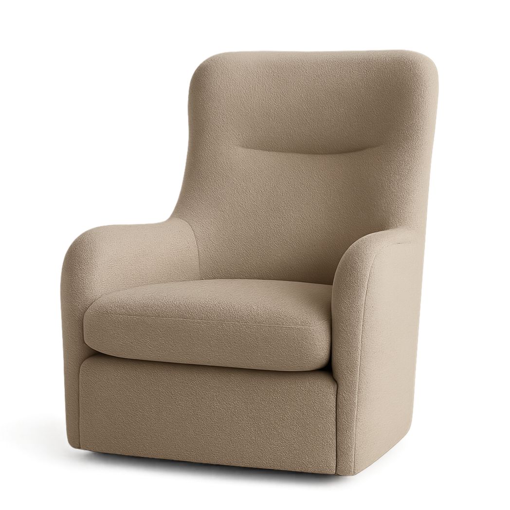 Sillón de Tela Bouclé Beige con Brazos 98x85x90 cm-Villageforms