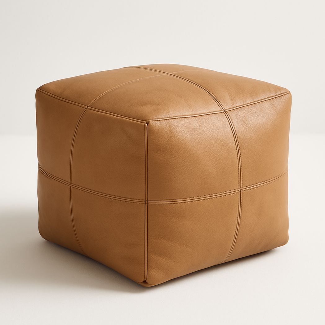 Taburete Cuadrado de PU Marrón 40x40x40 cm-Villageforms