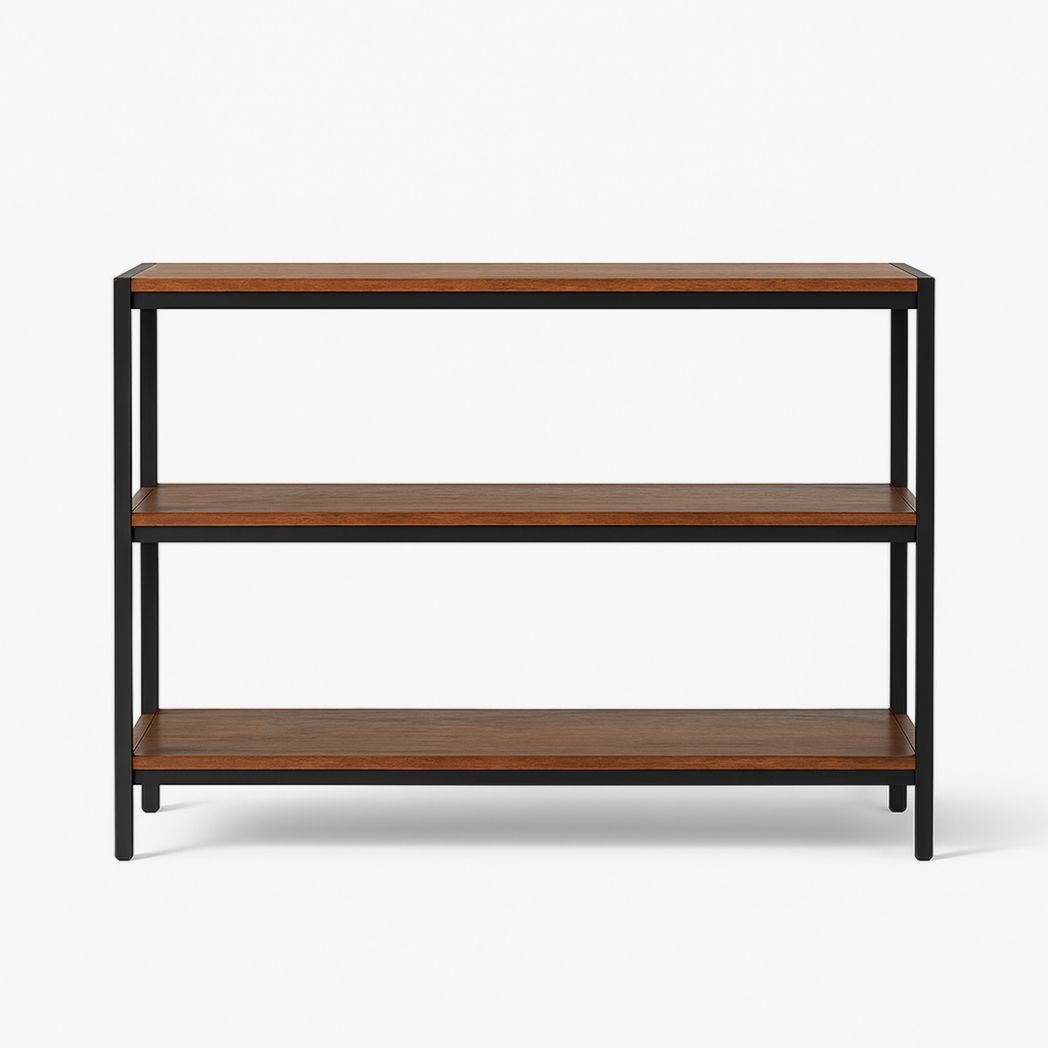 Estantería de Madera y Metal Negra 3 Niveles 100x30x80 cm-Villageforms