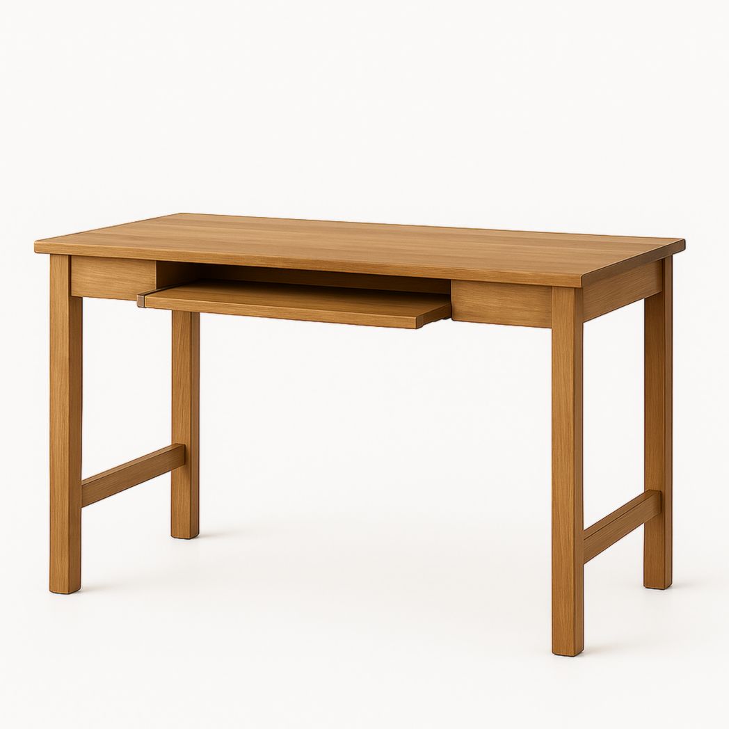 Escritorio Rectangular de Madera de Roble con Estante Extraíble 120x60x75cm-Villageforms