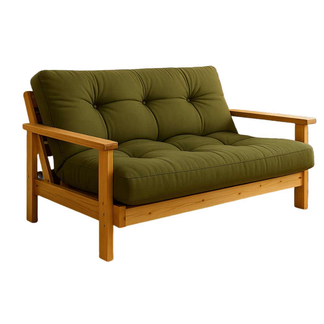 Sofá 2 plazas estructura madera cojines poliéster verde 150x80x85 cm-Villageforms