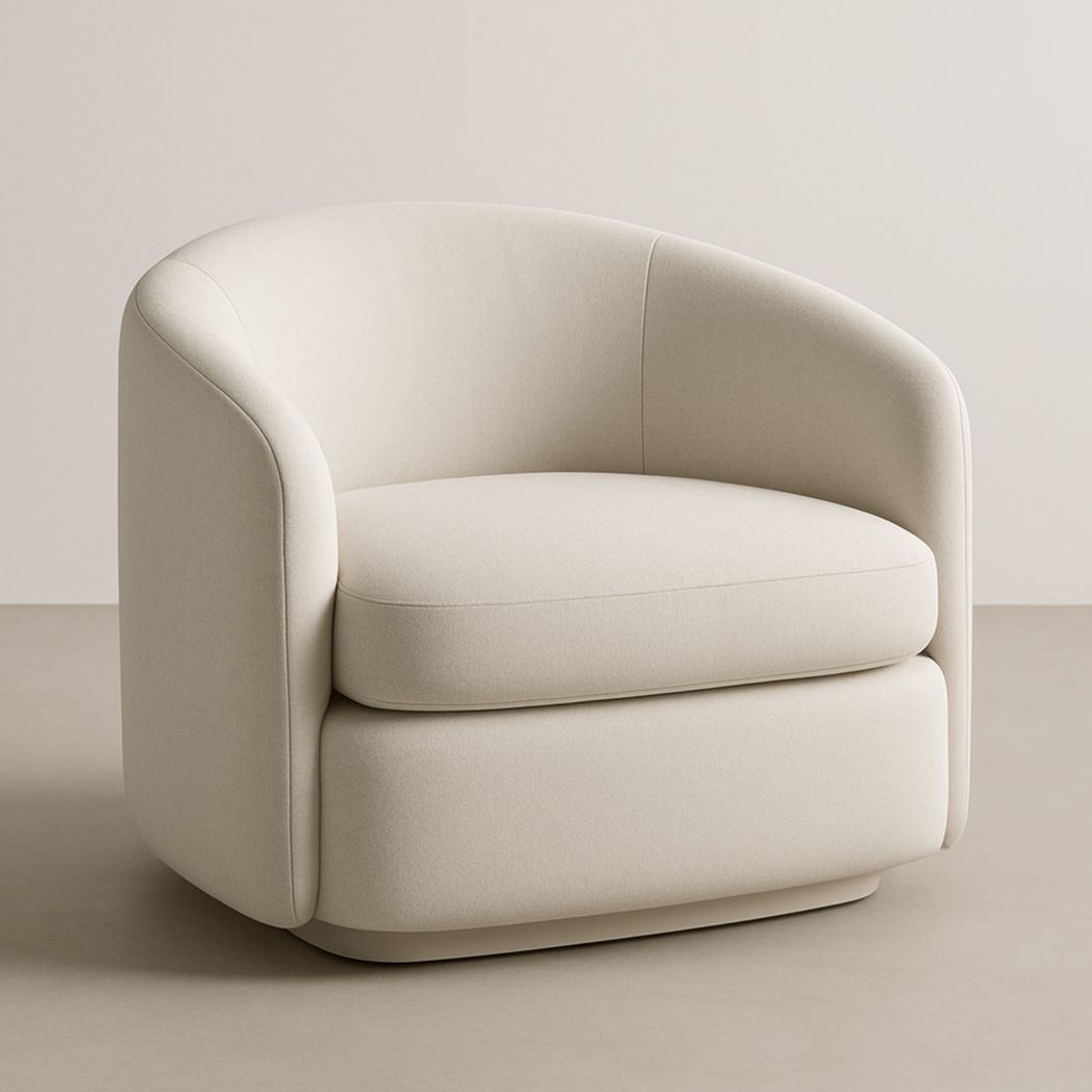 Sillón Individual en Poliéster Beige Forma Redonda 75x85x80 cm-Villageforms