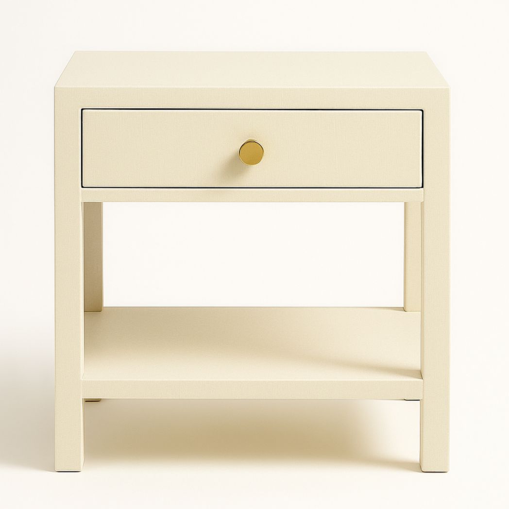 Mesa de Noche de Madera con Cajón Beige 50x40x60 cm-Villageforms