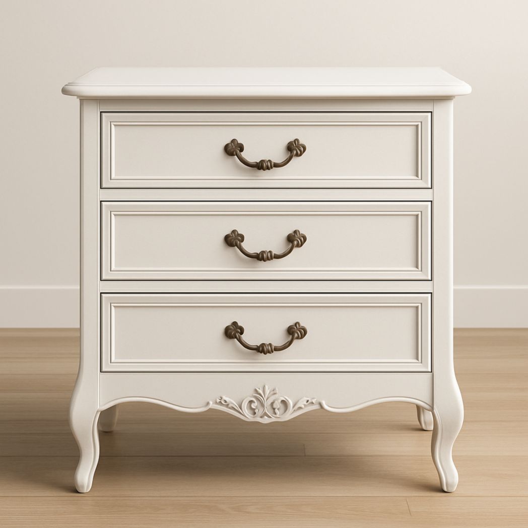 Cómoda de Madera MDF Blanca con 3 Cajones 85x60x40 cm-Villageforms