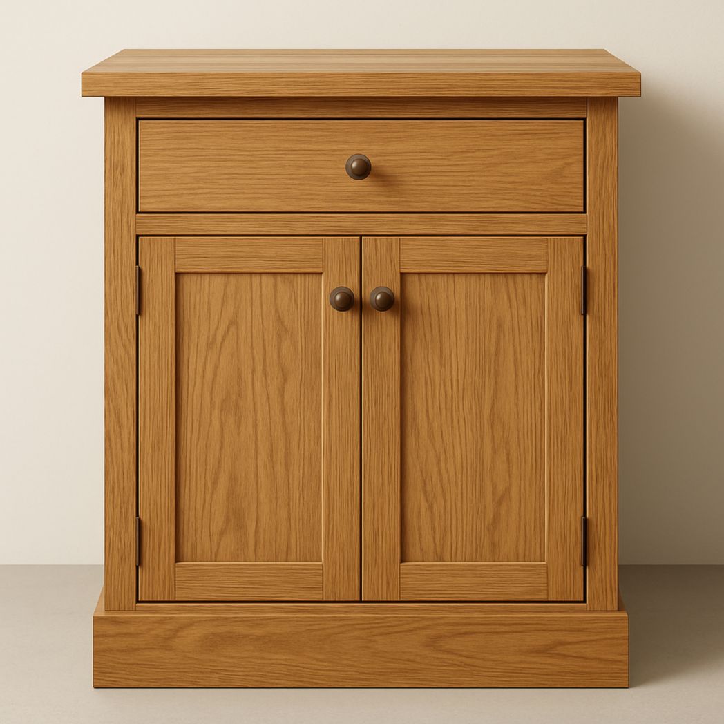 Armario de Madera Maciza Roble con Cajón y Puertas Marrón 85x75x35cm-Villageforms