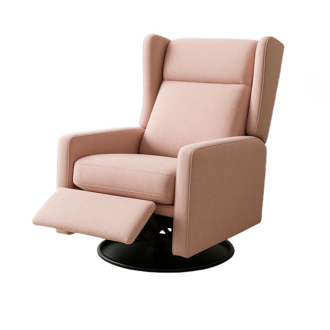 Sillón reclinable de tela rosa con base de acero negro, 105x60x70 cm-Villageforms