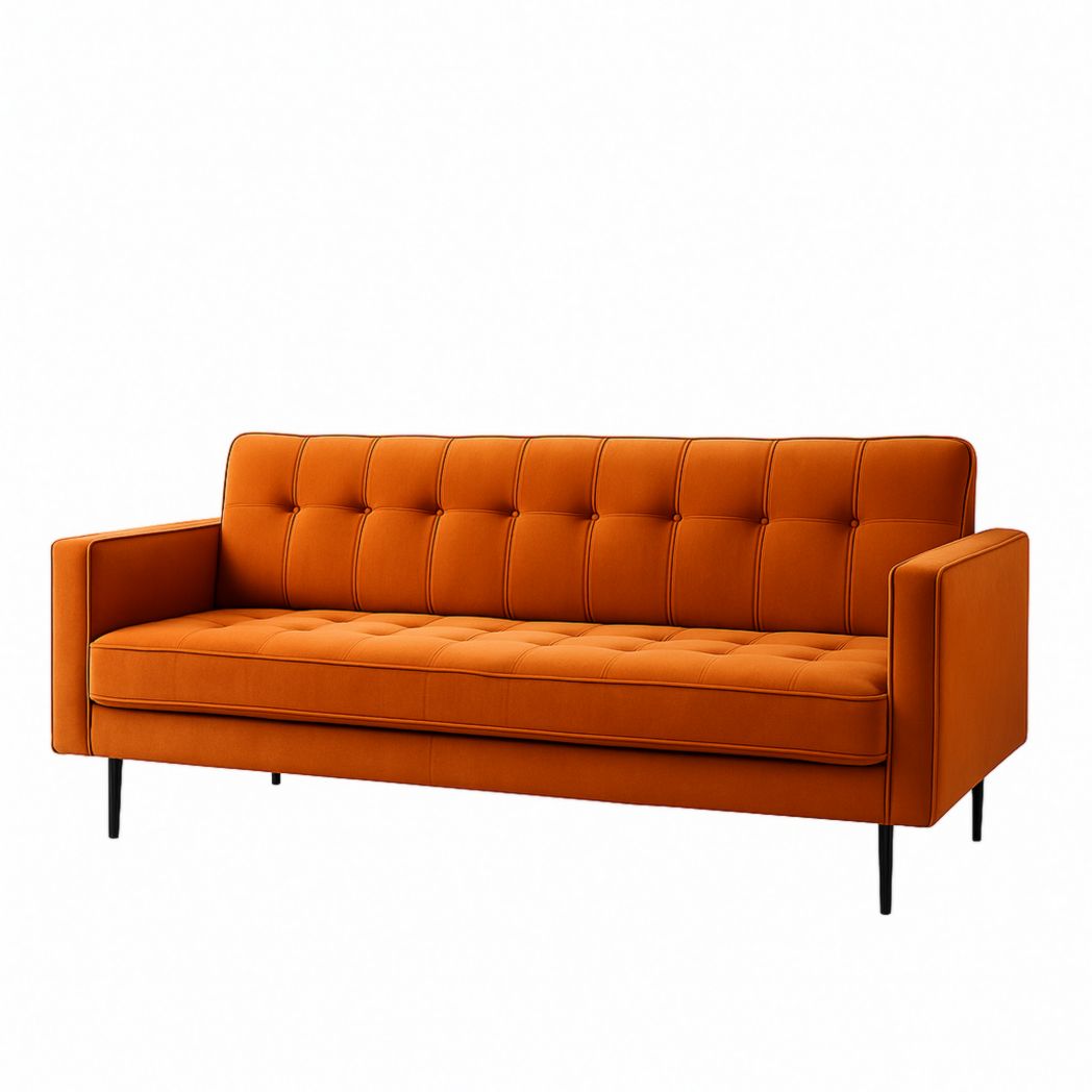 Sofá rectangular de tela con patas de metal color naranja 210x85x80 cm-Villageforms
