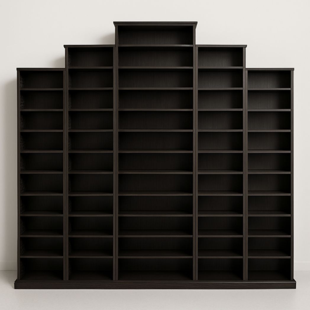 Estantería escalonada de madera contrachapada negra 250x25x210 cm-Villageforms