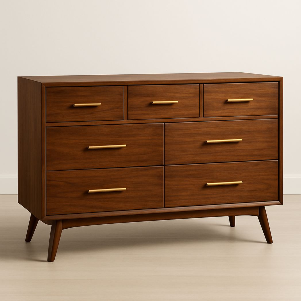 Cajonera Madera Contrachapada Nogal 7 Cajones 132x45x90cm-Villageforms