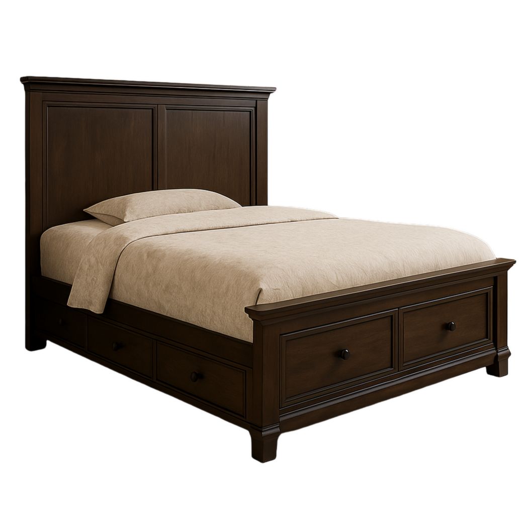 Cama de Almacenamiento Madera Maciza Marrón Oscuro 200x150x120 cm-Villageforms