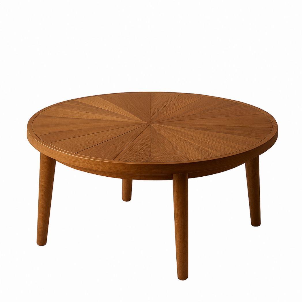 Mesa de centro redonda de madera chapada en roble 80x40 cm-Villageforms