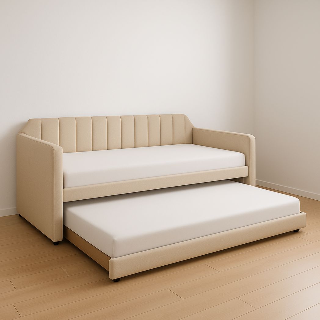 Sofá cama extraíble de 2 plazas beige 200x90x85 cm-Villageforms