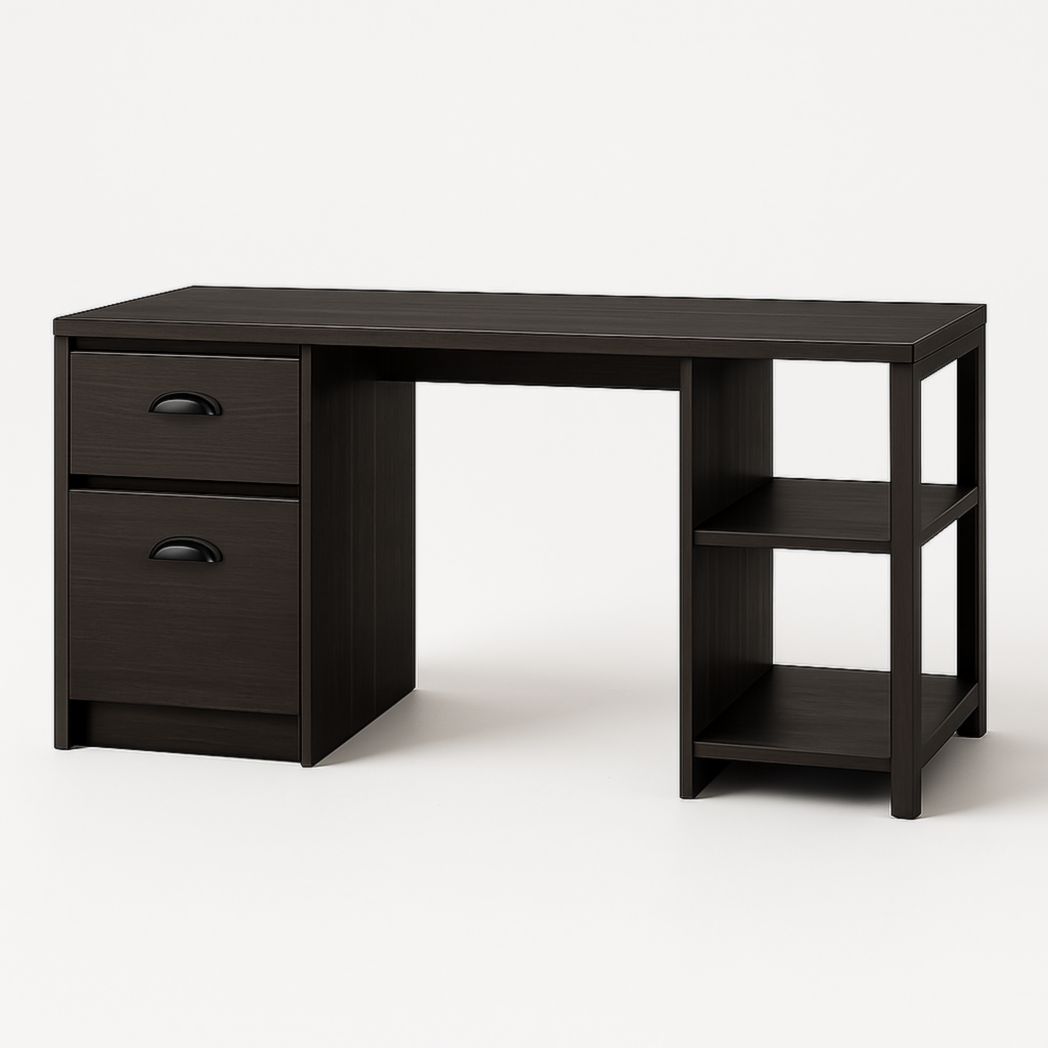 Escritorio Rectangular MDF Estanterías Cajones Marrón 120x50x76 cm-Villageforms