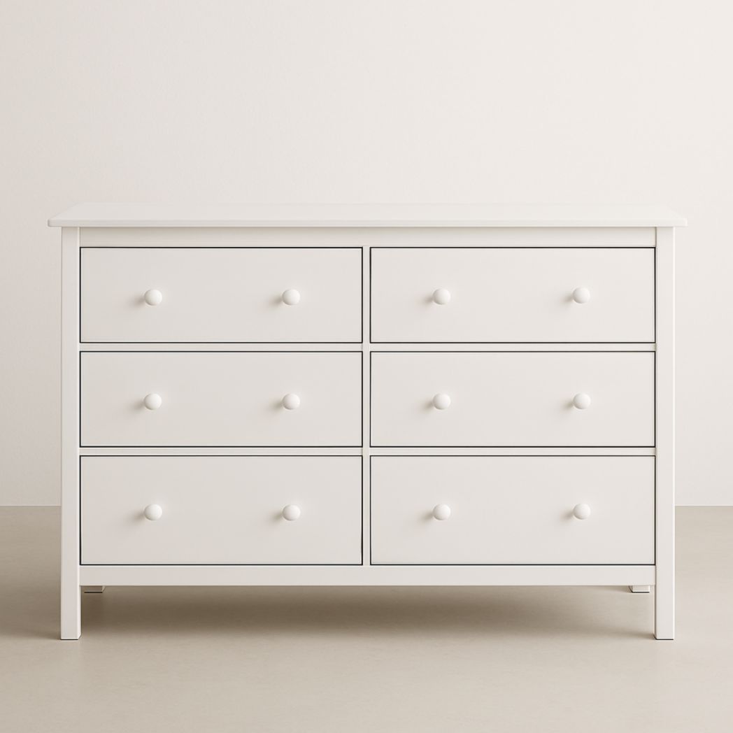 Cómoda de Madera con 6 Cajones Blanco 100cm x 80cm x 40cm-Villageforms