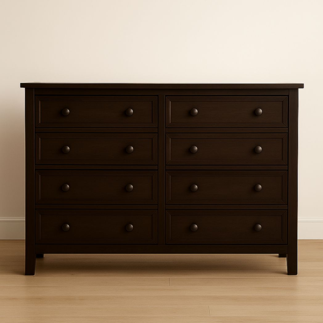 Cómoda con 8 Cajones Rectangular Madera Maciza Marrón Oscuro 120 cm x 90 cm x 45 cm-Villageforms