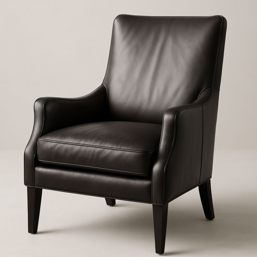 Sillón de cuero sintético negro con patas de madera 100x80x85 cm-Villageforms