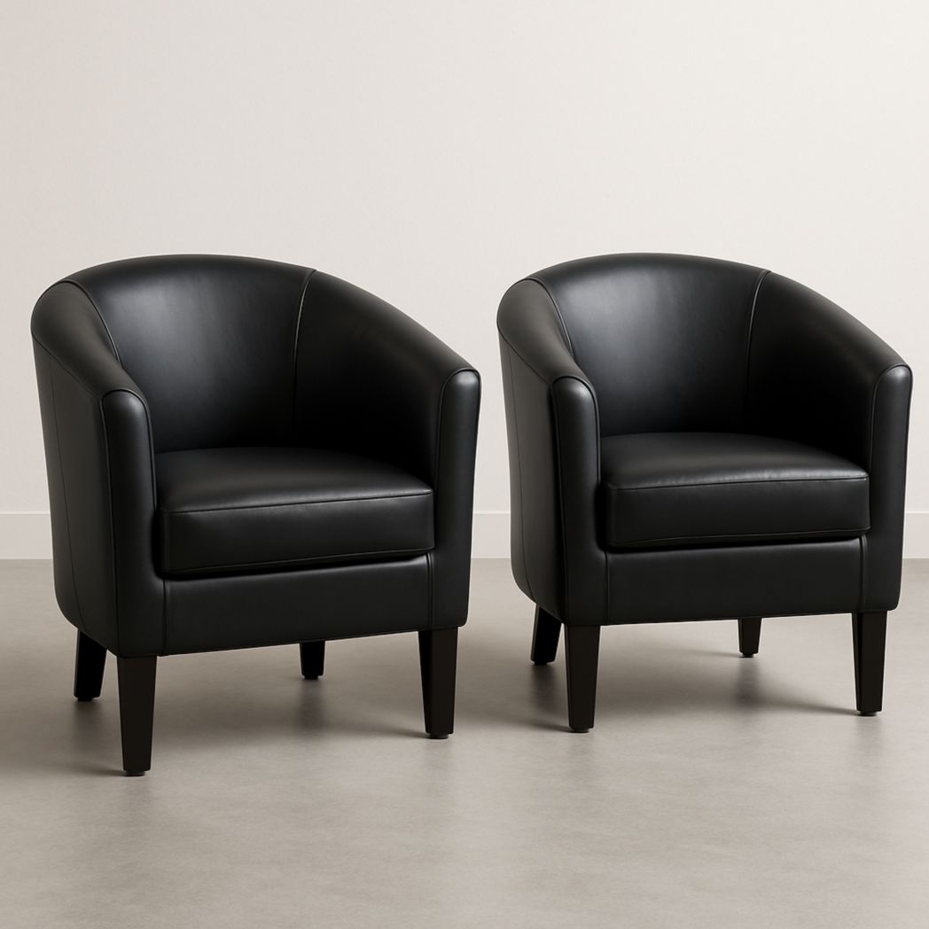 Set de 2 sillones de PU negro 75x65x70 cm-Villageforms