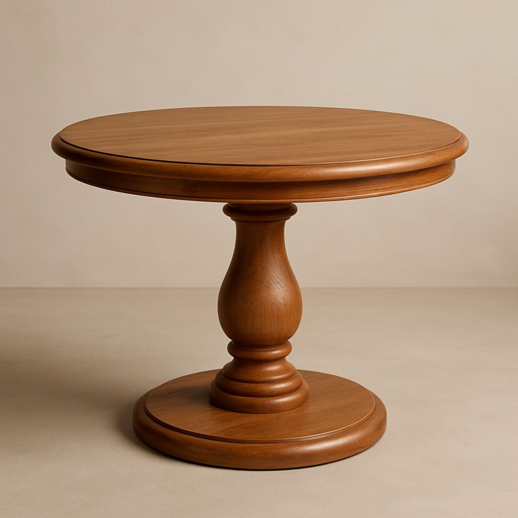 Mesa de comedor redonda de madera, color marrón 100x75 cm-Villageforms